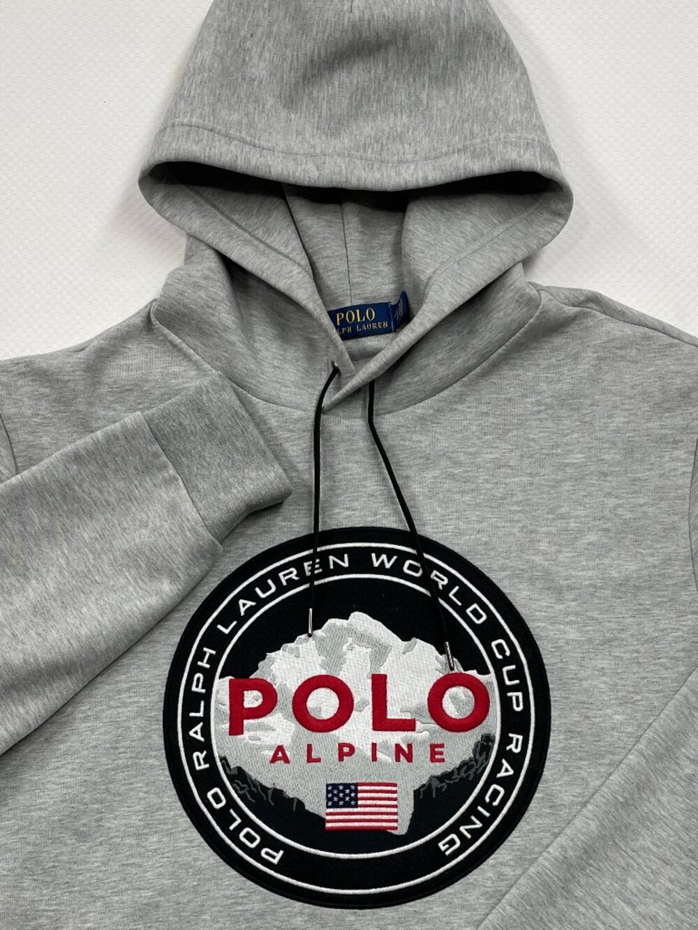 Polo Ralph Lauren Alpine World Cup Racing Downhill Ski Gray Hoodie Men’s L